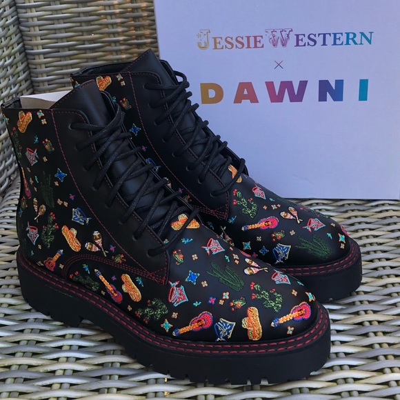 Jessie Western x Dawni Mexican Combat Boots 39 8.5 - Picture 1 of 16